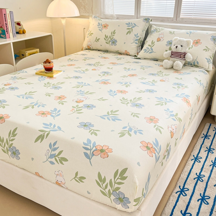 91家纺网 家纺一手货源 找家纺 绵庭家纺 2025新款全棉印花单床笠系列 花语情怀