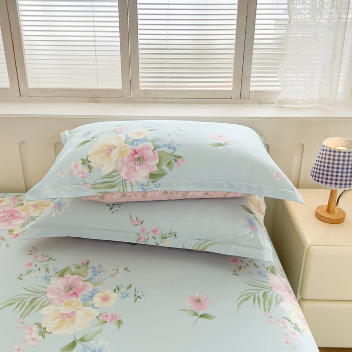91家纺网 家纺一手货源 找家纺 绵庭家纺 2025新款全棉印花单枕套系列 清巧花梦