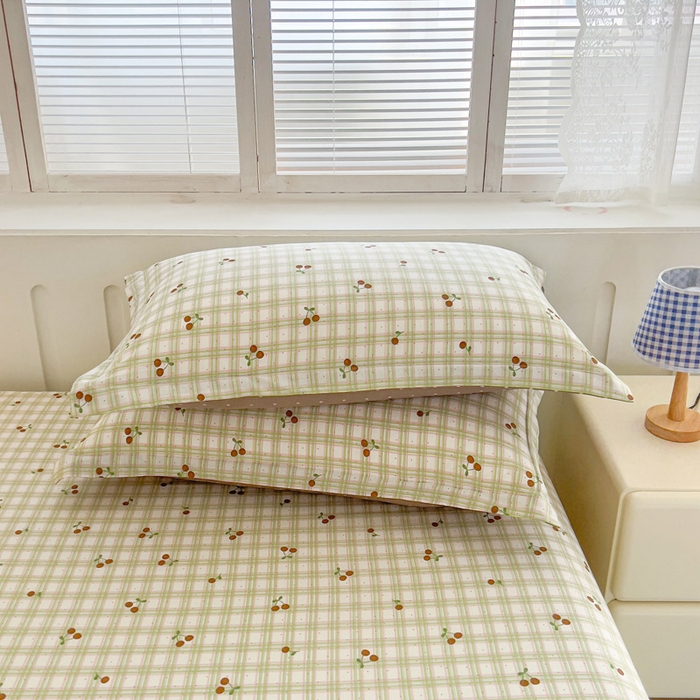 91家纺网 家纺一手货源 找家纺 绵庭家纺 2025新款全棉印花单枕套系列 酸甜樱桃