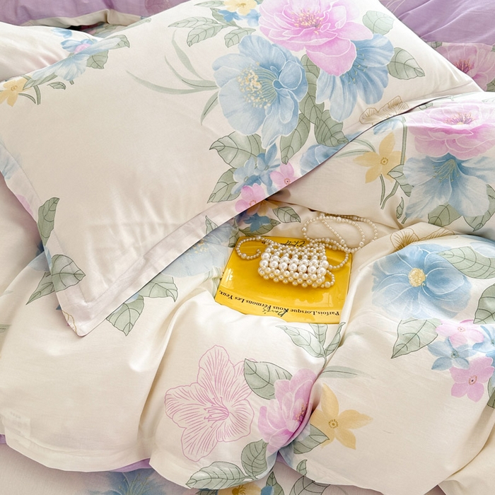 91家纺网 家纺一手货源 找家纺 绵庭家纺 2025新款全棉印花四件套系列 明媚春晖