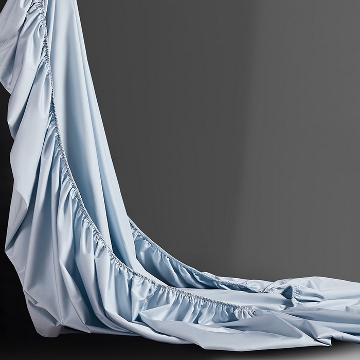 91家纺网 家纺一手货源 找家纺 轩和家居 2024新款A类70支长绒棉床笠 天青蓝