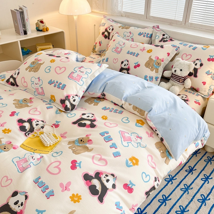 91家纺网 家纺一手货源 找家纺 绵庭家纺 2025新款全棉印花四件套系列 童趣涂鸦