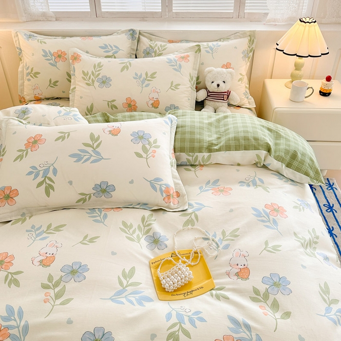 91家纺网 家纺一手货源 找家纺 绵庭家纺 2025新款全棉印花四件套系列 花语情怀