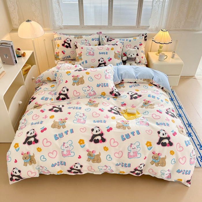 91家纺网 家纺一手货源 找家纺 绵庭家纺 2025新款全棉印花四件套系列 童趣涂鸦