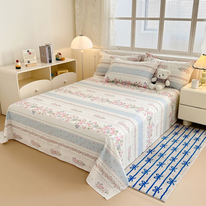 91家纺网 家纺一手货源 找家纺 绵庭家纺 2025新款全棉印花单床单系列 云听若舞