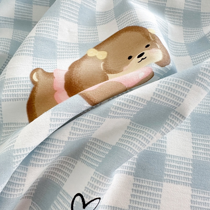 91家纺网 家纺一手货源 找家纺 绵庭家纺 2025新款全棉印花单被套系列 星星发夹狗