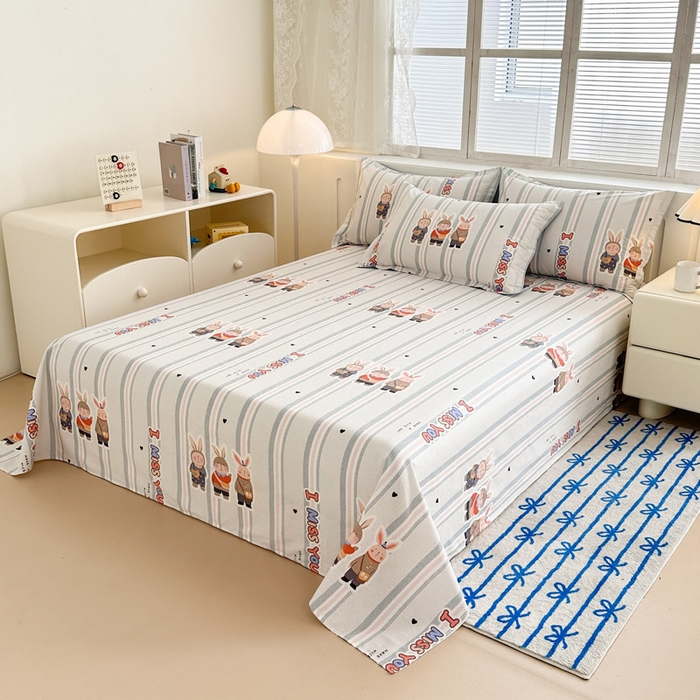 91家纺网 家纺一手货源 找家纺 绵庭家纺 2025新款全棉印花单床单系列 森岛精灵