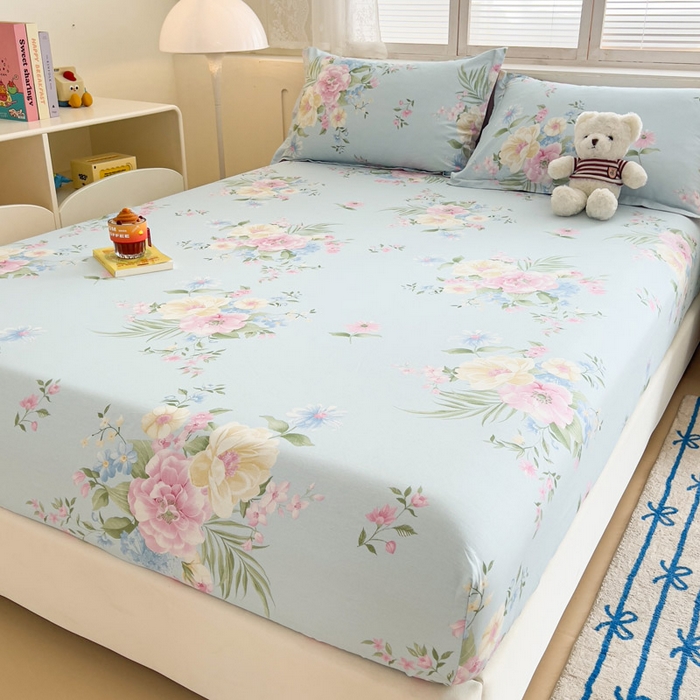 91家纺网 家纺一手货源 找家纺 绵庭家纺 2025新款全棉印花单床笠系列 清巧花梦