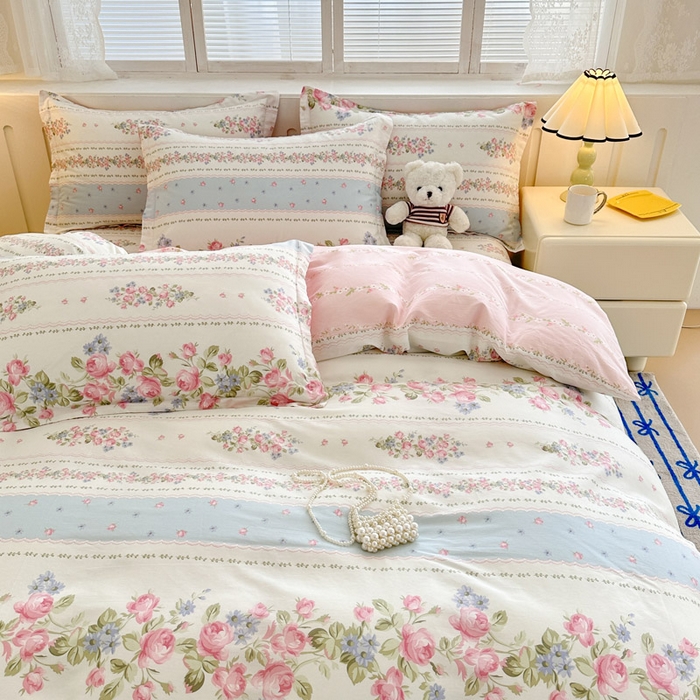 91家纺网 家纺一手货源 找家纺 绵庭家纺 2025新款全棉印花四件套系列 云听若舞