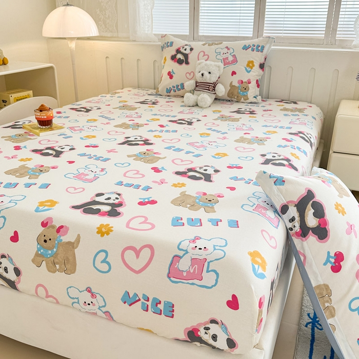 91家纺网 家纺一手货源 找家纺 绵庭家纺 2025新款全棉印花单床笠系列 童趣涂鸦