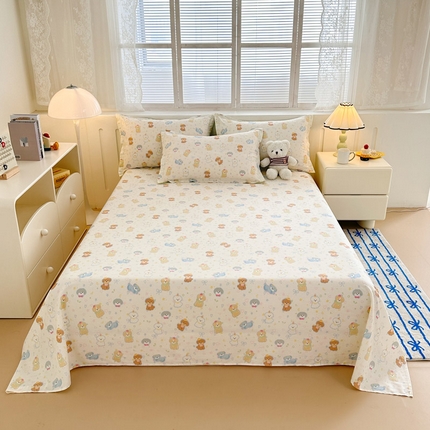 91家纺网 家纺一手货源 找家纺 绵庭家纺 2025新款全棉印花单床单系列 童趣绘彩