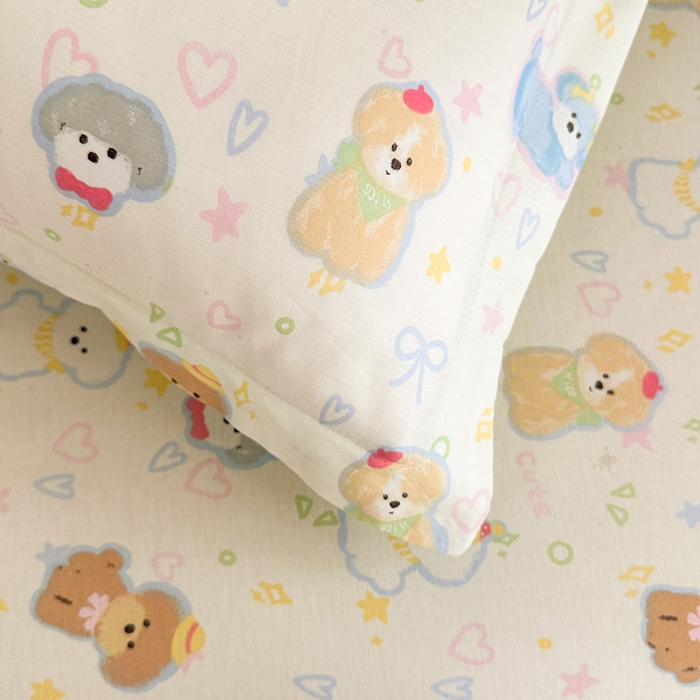 91家纺网 家纺一手货源 找家纺 绵庭家纺 2025新款全棉印花单枕套系列 童趣绘彩