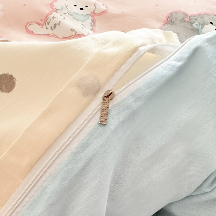 91家纺网 家纺一手货源 找家纺 绵庭家纺 2025新款全棉印花单被套系列 甜心樱桃狗