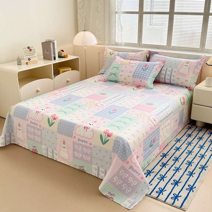 91家纺网 家纺一手货源 找家纺 绵庭家纺 2025新款全棉印花单床单系列 甜宠派队