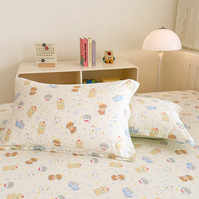 91家纺网 家纺一手货源 找家纺 绵庭家纺 2025新款全棉印花单枕套系列 童趣绘彩