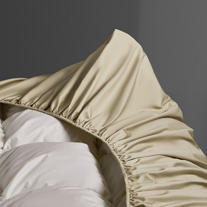 91家纺网 家纺一手货源 找家纺 轩和家居 2024新款A类70支长绒棉床笠 浮光金