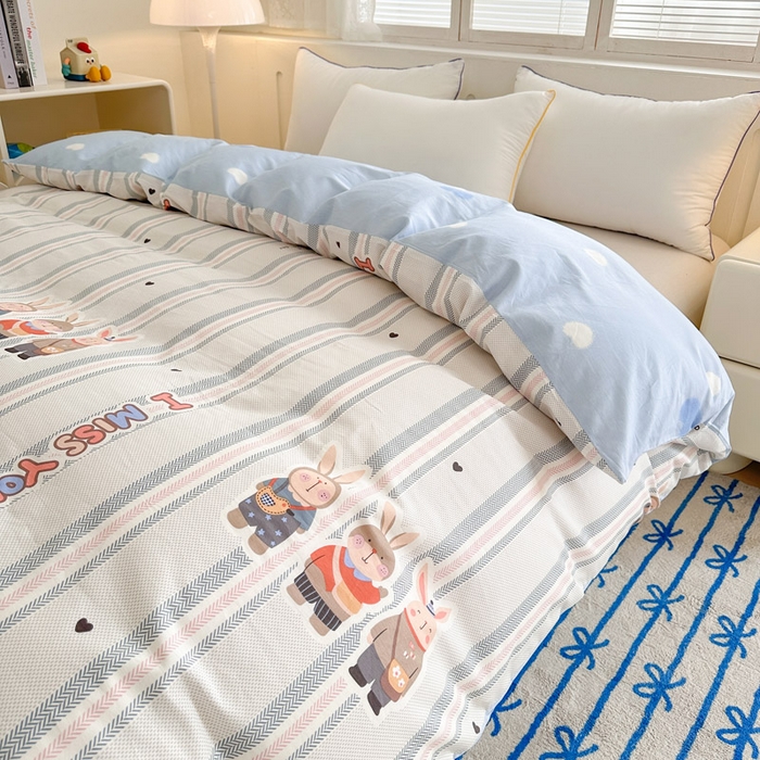 91家纺网 家纺一手货源 找家纺 绵庭家纺 2025新款全棉印花单被套系列 森岛精灵