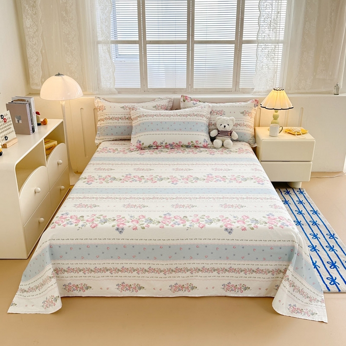 91家纺网 家纺一手货源 找家纺 绵庭家纺 2025新款全棉印花单床单系列 云听若舞