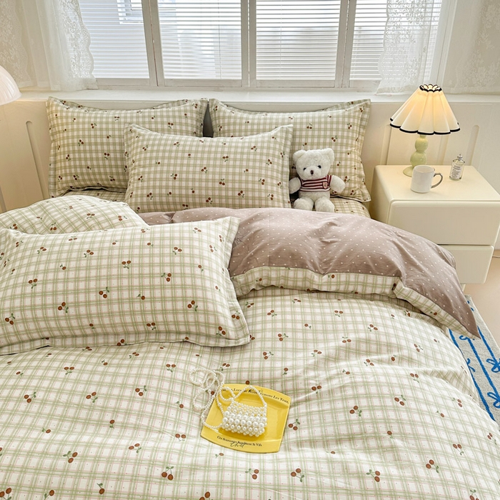 91家纺网 家纺一手货源 找家纺 绵庭家纺 2025新款全棉印花四件套系列 酸甜樱桃