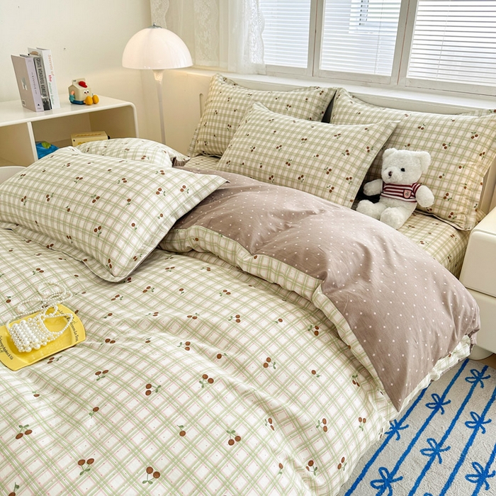 91家纺网 家纺一手货源 找家纺 绵庭家纺 2025新款全棉印花四件套系列 酸甜樱桃