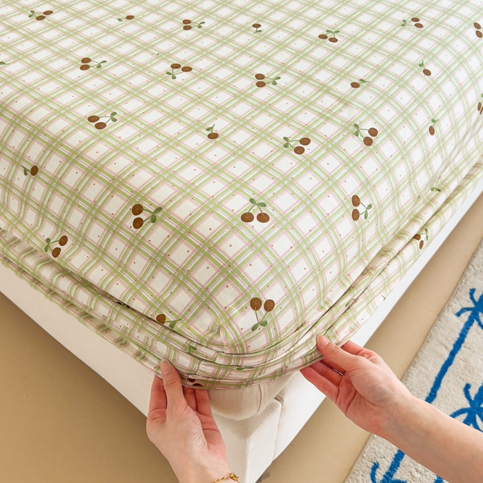 91家纺网 家纺一手货源 找家纺 绵庭家纺 2025新款全棉印花单床笠系列 酸甜樱桃