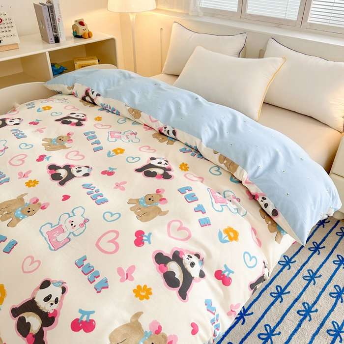 91家纺网 家纺一手货源 找家纺 绵庭家纺 2025新款全棉印花单被套系列 童趣涂鸦