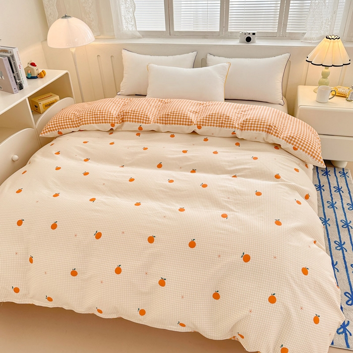 91家纺网 家纺一手货源 找家纺 绵庭家纺 2025新款全棉印花单被套系列 甜桔