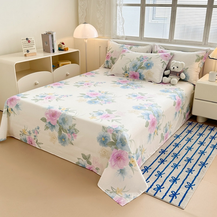 91家纺网 家纺一手货源 找家纺 绵庭家纺 2025新款全棉印花单床单系列 明媚春晖