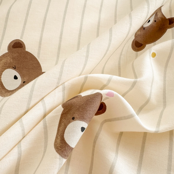 91家纺网 家纺一手货源 找家纺 绵庭家纺 2025新款全棉印花单床单系列 熊嘟嘟