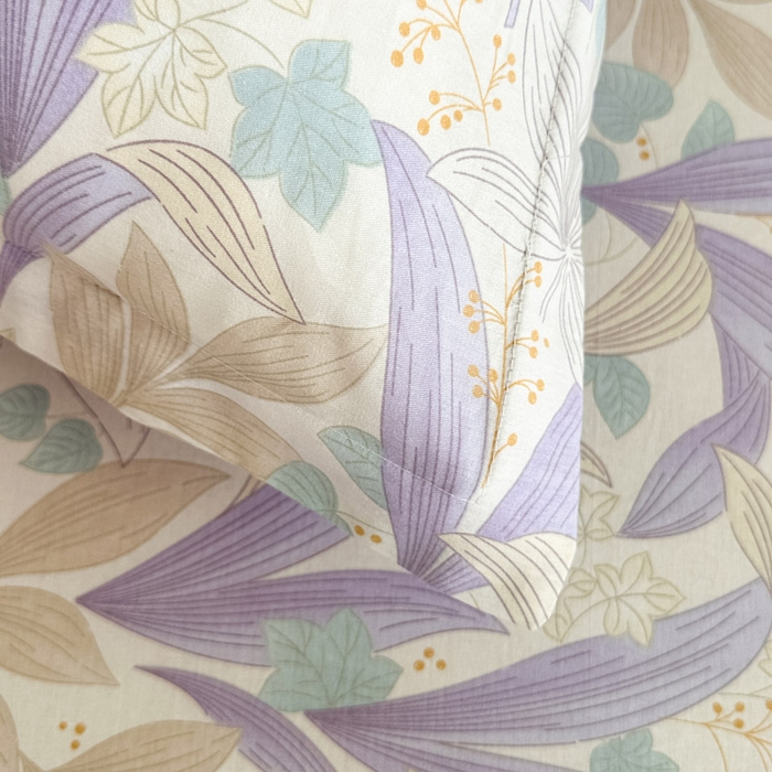 91家纺网 家纺一手货源 找家纺 绵庭家纺 2025新款全棉印花单枕套系列 紫叶倾城