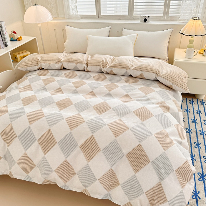 91家纺网 家纺一手货源 找家纺 绵庭家纺 2025新款全棉印花单被套系列 瑞吉斯-黄