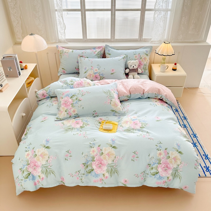 91家纺网 家纺一手货源 找家纺 绵庭家纺 2025新款全棉印花四件套系列 清巧花梦