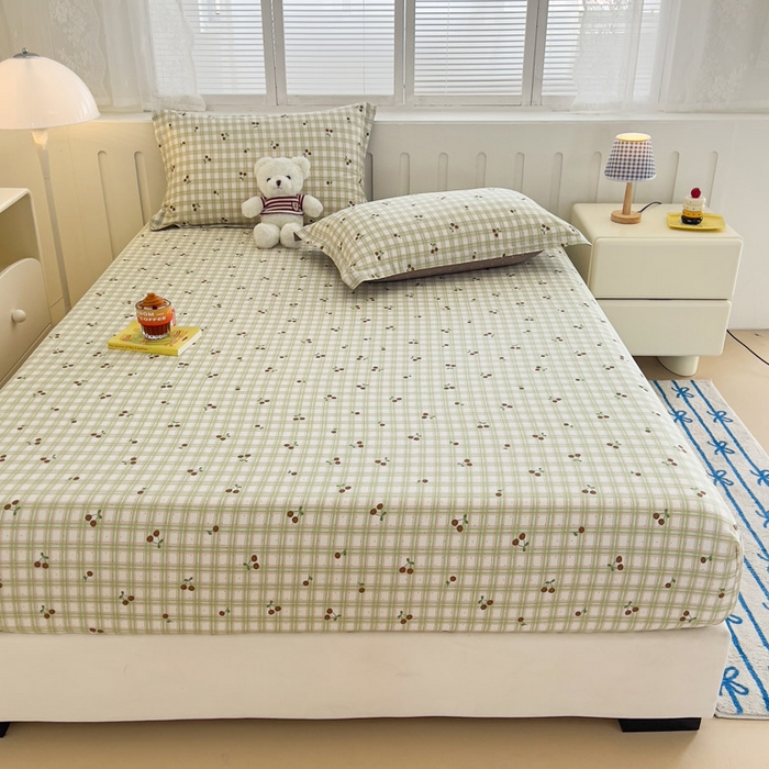 91家纺网 家纺一手货源 找家纺 绵庭家纺 2025新款全棉印花单床笠系列 酸甜樱桃