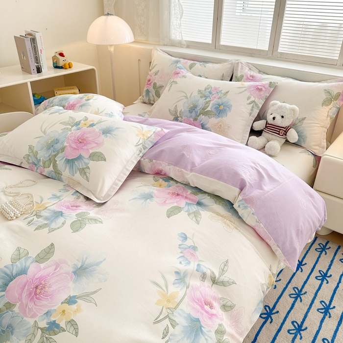 91家纺网 家纺一手货源 找家纺 绵庭家纺 2025新款全棉印花四件套系列 明媚春晖