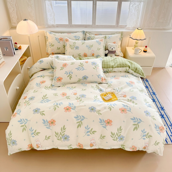 91家纺网 家纺一手货源 找家纺 绵庭家纺 2025新款全棉印花四件套系列 花语情怀