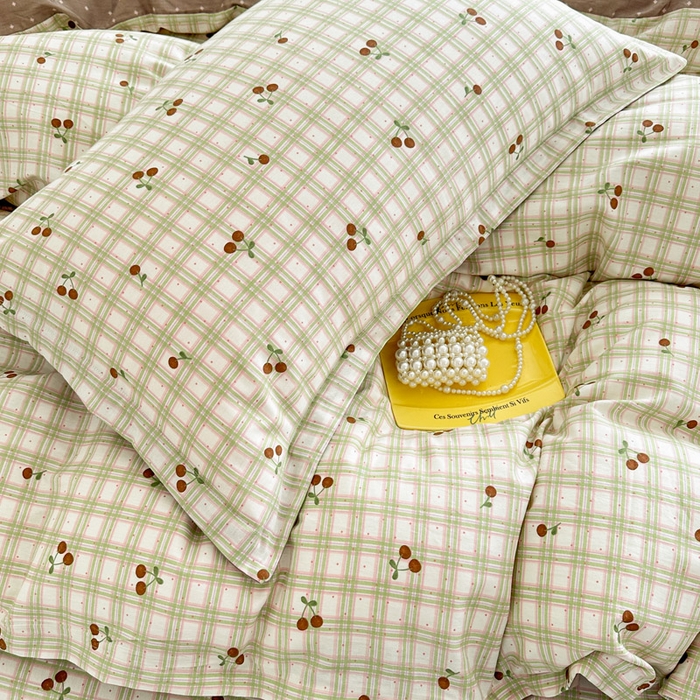 91家纺网 家纺一手货源 找家纺 绵庭家纺 2025新款全棉印花四件套系列 酸甜樱桃