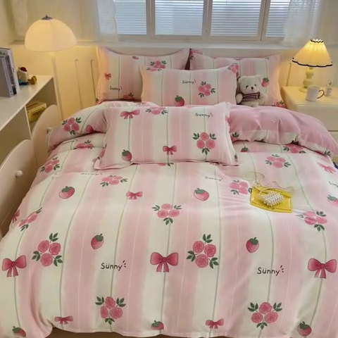 91家纺网 家纺一手货源 找家纺 绵庭家纺 2025新款全棉印花四件套系列 米娅