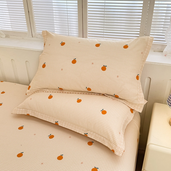 91家纺网 家纺一手货源 找家纺 绵庭家纺 2025新款全棉印花单枕套系列 甜桔