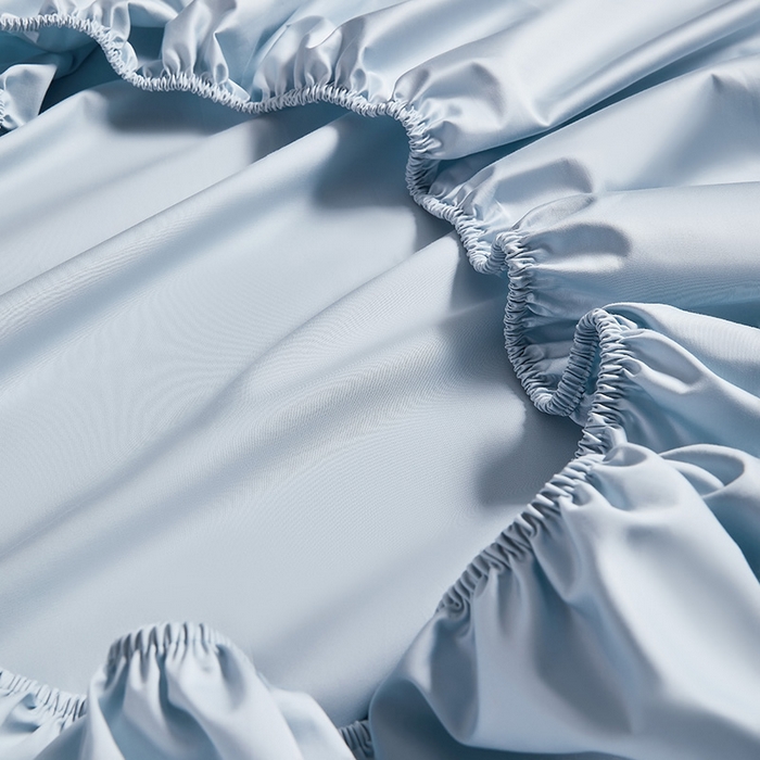 91家纺网 家纺一手货源 找家纺 轩和家居 2024新款A类70支长绒棉床笠 天青蓝