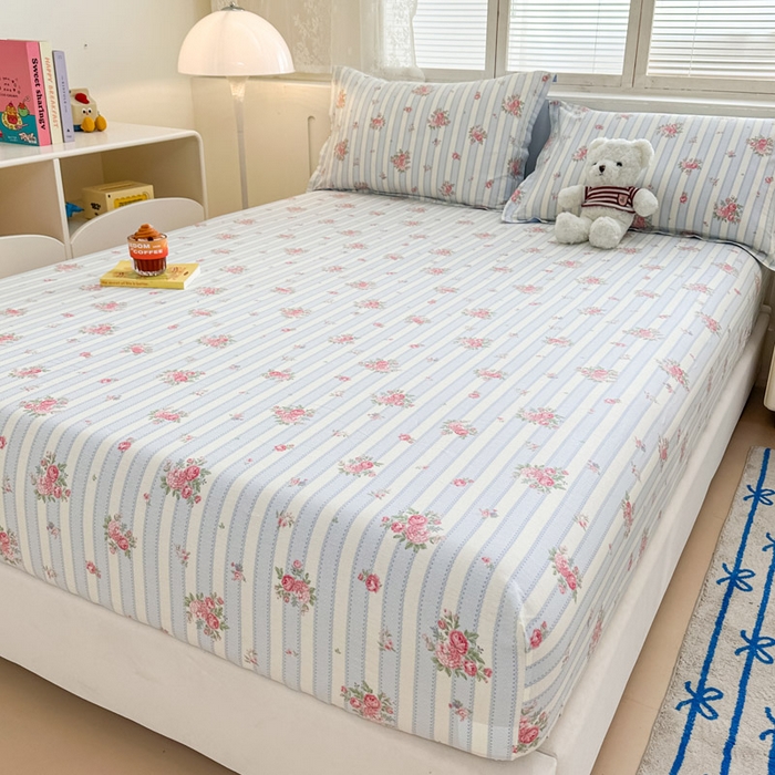 91家纺网 家纺一手货源 找家纺 绵庭家纺 2025新款全棉印花单床笠系列 海盐花海