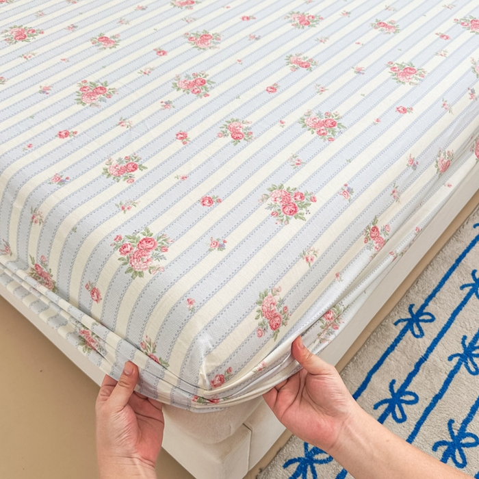 91家纺网 家纺一手货源 找家纺 绵庭家纺 2025新款全棉印花单床笠系列 海盐花海