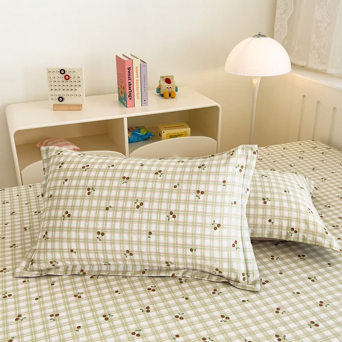 91家纺网 家纺一手货源 找家纺 绵庭家纺 2025新款全棉印花单枕套系列 酸甜樱桃