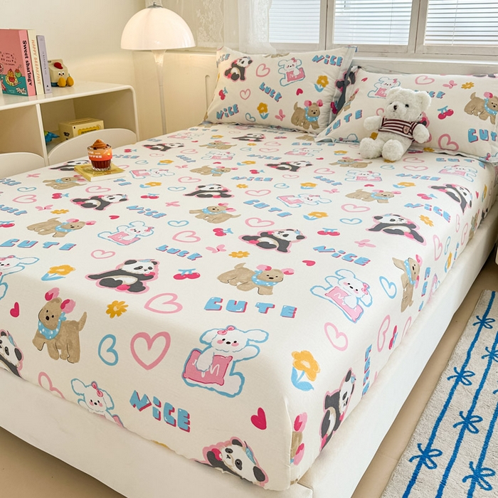 91家纺网 家纺一手货源 找家纺 绵庭家纺 2025新款全棉印花单床笠系列 童趣涂鸦