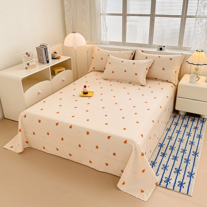 91家纺网 家纺一手货源 找家纺 绵庭家纺 2025新款全棉印花单床单系列 甜桔