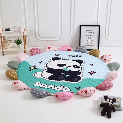 91家纺网 家纺一手货源 找家纺 沁童2024新款花瓣地垫可爱熊猫