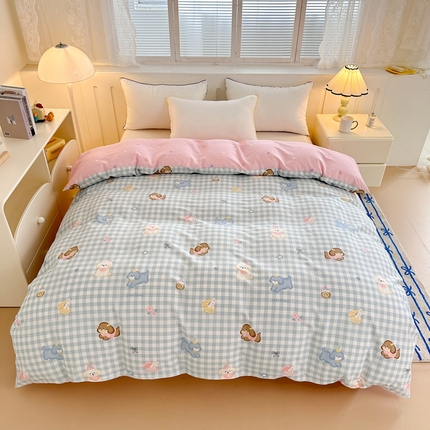 绵庭家纺 2025新款全棉印花单被套系列 星星发夹狗