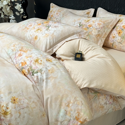 91家纺网 家纺一手货源 找家纺 一比一家纺 2024新款莱赛尔纤维新疆棉陶瓷磨毛秋冬温感四件套亲肤保暖 黛西