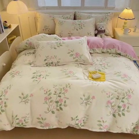 91家纺网 家纺一手货源 找家纺 绵庭家纺 2025新款全棉印花四件套系列 云岚