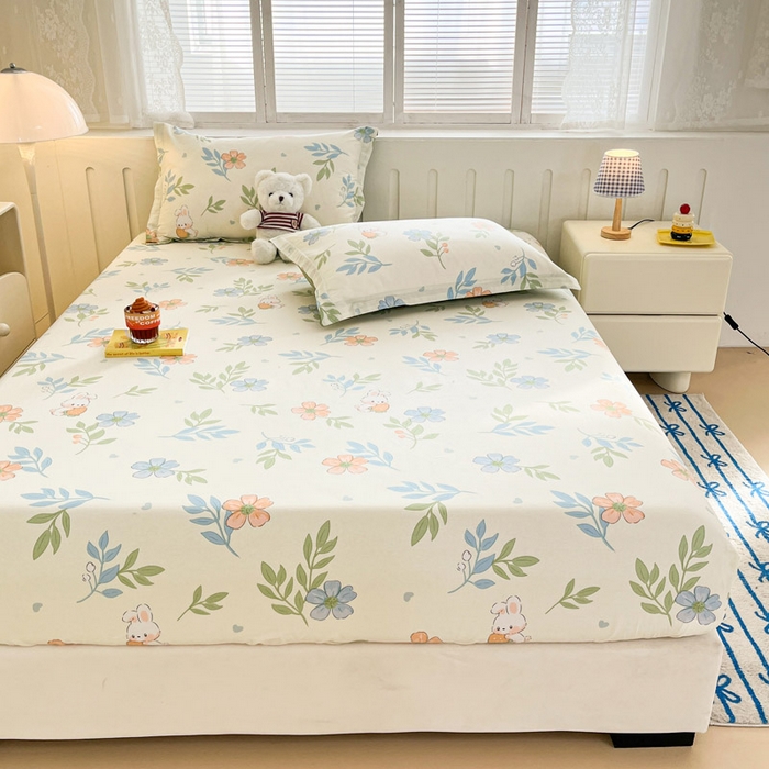 91家纺网 家纺一手货源 找家纺 绵庭家纺 2025新款全棉印花单床笠系列 花语情怀