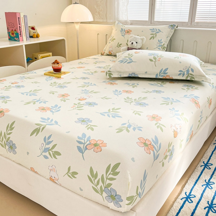 91家纺网 家纺一手货源 找家纺 绵庭家纺 2025新款全棉印花单床笠系列 花语情怀